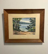 Load image into Gallery viewer, Framed Watercolor of Serene Water Landscape, signed
