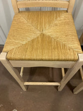 Load image into Gallery viewer, Pair Blonde Wood Counter Stools with  Rush Seats
