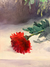 Load image into Gallery viewer, Original Oil of Red and White Flowers  by Stefan, signed
