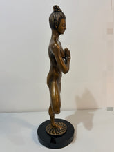 Load image into Gallery viewer, Bronze Yoga Pose Sculpture on Marble Base  by Kimber Beibiger, signed
