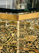 Load image into Gallery viewer, 1970&#39;s Vintage Lucite &amp; Glass Top Coffee Table with Gold Accents Attributed to Charles Hollis Jones
