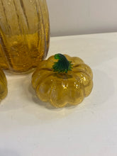 Load image into Gallery viewer, Set of Three Yellow Crackled Glass Pumpkins
