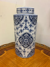 Load image into Gallery viewer, Ceramic Lidded  Blue &amp; White Jar
