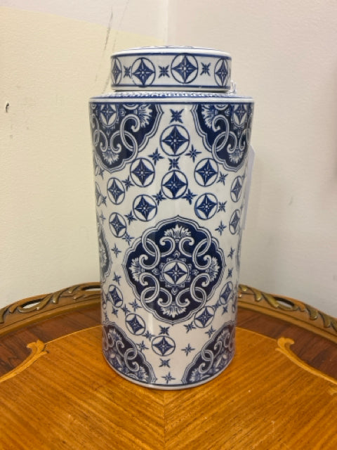 Ceramic Lidded  Blue & White Jar