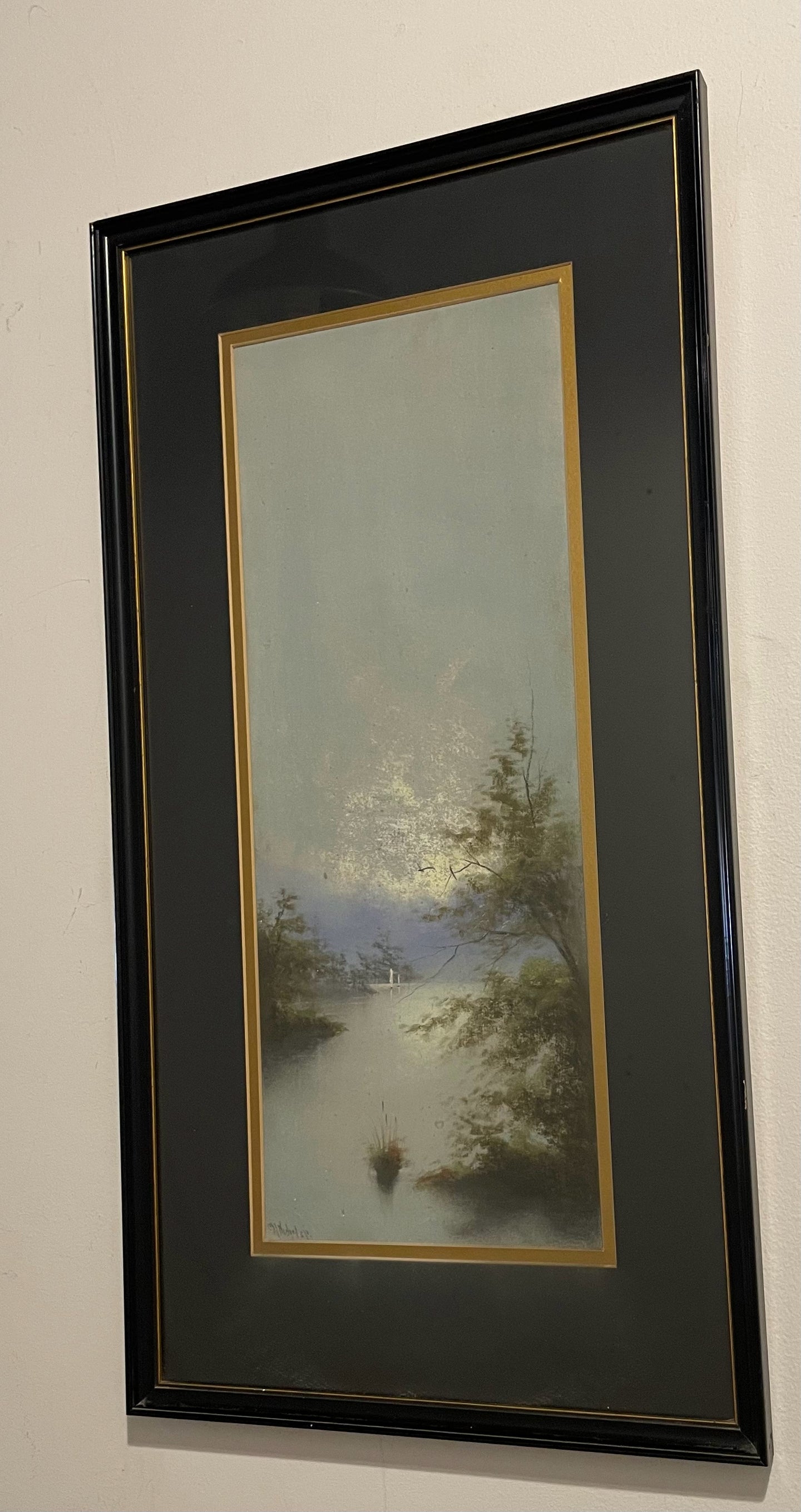 Framed Print of Serene Landscape, signed