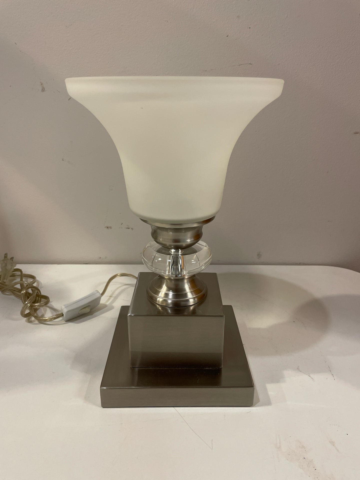 Small Lucite & Chrome Torchiere Table Lamp