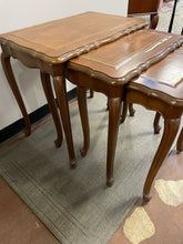 Load image into Gallery viewer, Vintage Walnut Nesting Tables with Leather Top
