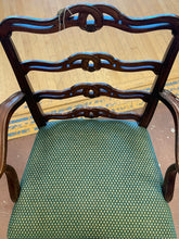 Load image into Gallery viewer, Wood Arm Chair with  Green Upholstery
