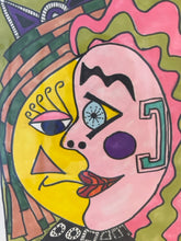 Load image into Gallery viewer, Framed Colorful Stylized Portrait Print II by S.N. Johnson, signed
