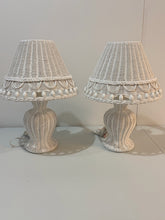 Load image into Gallery viewer, Pair of White Wicker Table Lamps
