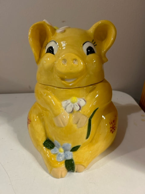 Vintage Yellow Pig Cookie Jar