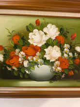 Load image into Gallery viewer, Framed Wall Art of  Red &amp;  White Flowers in White Bowl
