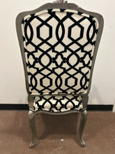 Load image into Gallery viewer, Black &amp; White Upholstered Occasional Chair with  Silver Painted  Frame
