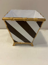 Load image into Gallery viewer, Brand New Brown &amp; White Striped Cachepot from Dana Gibson
