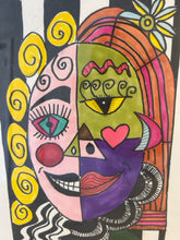 Load image into Gallery viewer, Framed Colorful Stylized Portrait Print I by S.N. Johnson, signed
