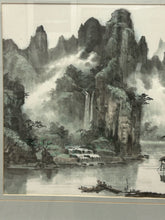 Load image into Gallery viewer, Framed Chinese Landscape Print in the Traditional Shan Shui Style
