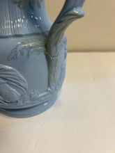 Load image into Gallery viewer, Vintage Blue Ceramic Pitcher w/ Metal Flip Lid
