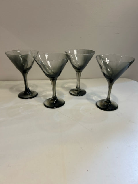 Set of Four Hand Blown Martini Glasses