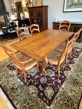 Load image into Gallery viewer, Dining Room Table with Two 18&quot; Leaves, 4 Rush Seat Side Chairs &amp; 2 Arm Chairs from Walter Wabash
