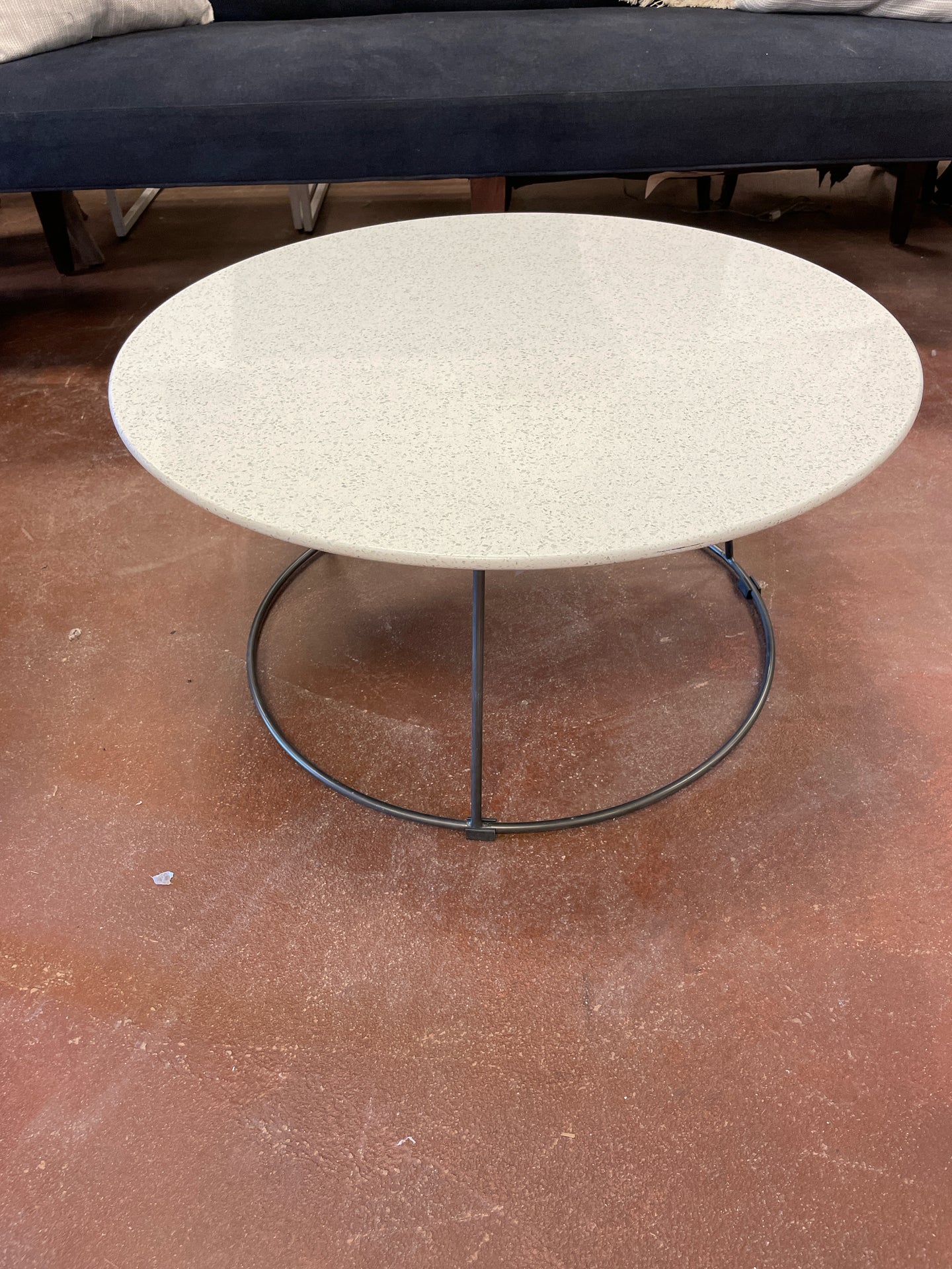 NEW - White Marble Top Coffee Table with Metal Base