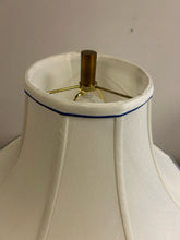 Load image into Gallery viewer, Blue &amp; White Ceramic Lamp with Blue Trimmed Shade
