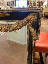 Load image into Gallery viewer, Black Neoclassical Style Beveled Mirror with Gold &amp; Floral Detailing from John Richard Design
