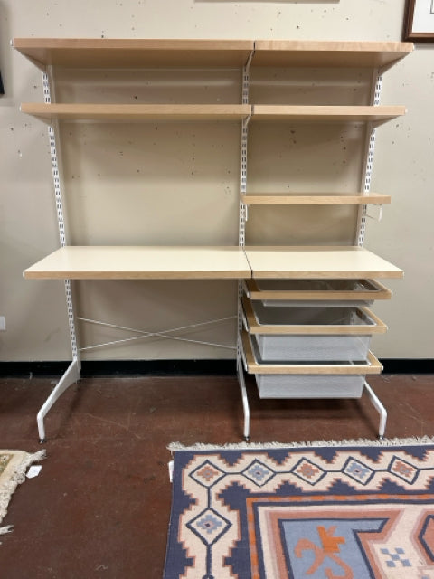 Elfa System Work Station Desk with Shelves & Baskets