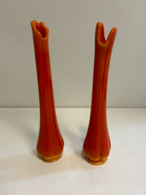 Pair of  Bittersweet Swung Glass Vases by L.E. Smith