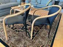 Load image into Gallery viewer, Pair of Blonde Wood Framed Arm Chairs
