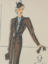 Load image into Gallery viewer, Art Deco "Croquis Elegants" Print, Woman in Brown &amp; Blue
