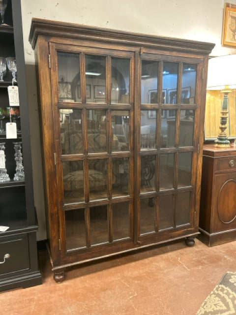 Glass Front Barnstone Bookcase on Bun Feet from Crate & Barrel