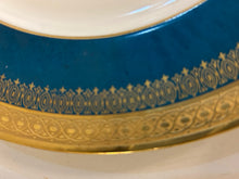 Load image into Gallery viewer, Twelve Turquoise &amp; Gold Dinner Plates from Superieur Limoges France
