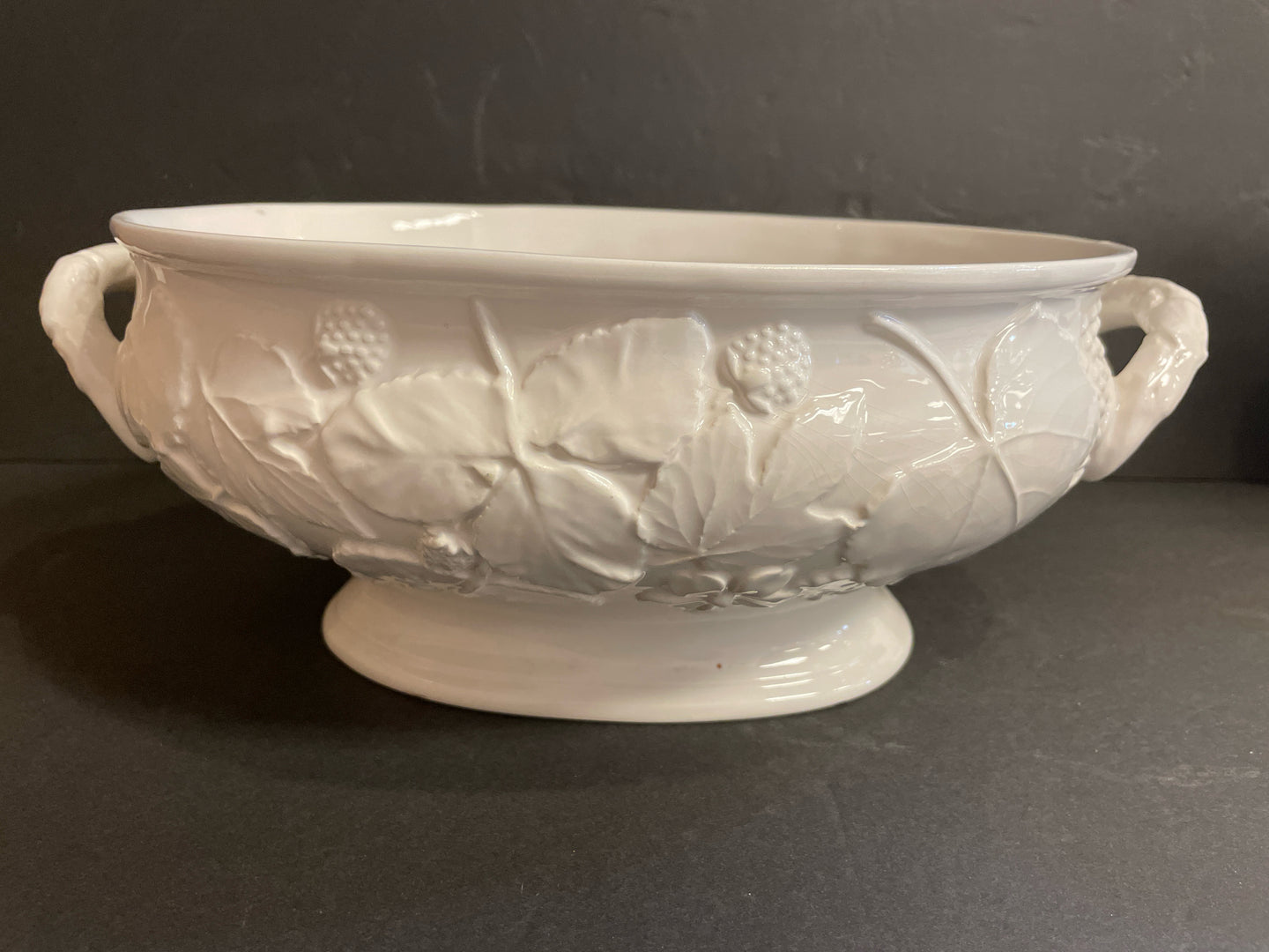 Two Handle White Serving Bowl