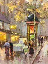 Load image into Gallery viewer, Large Original Oil Painting of European Street Scene by Sung, signed
