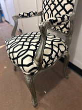 Load image into Gallery viewer, Black &amp; White Upholstered Occasional Chair with  Silver Painted  Frame

