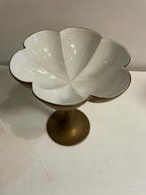 Load image into Gallery viewer, Art Deco Matte Gold &amp; White Pedestal Bowl
