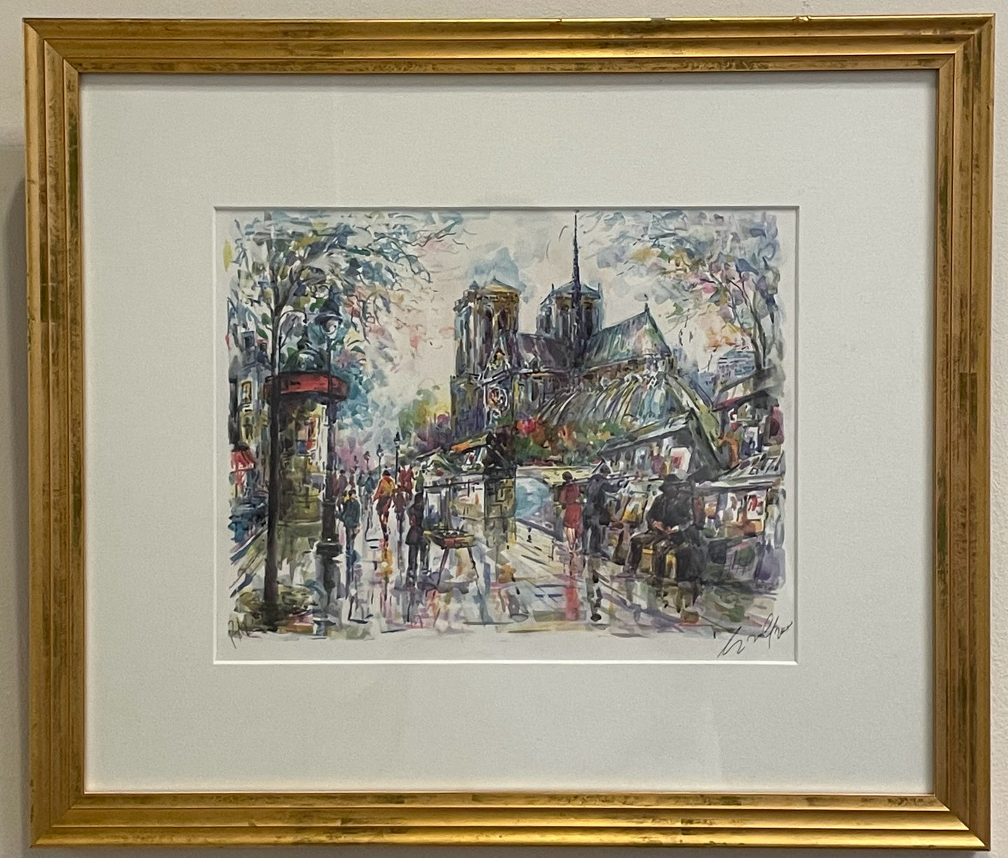 Framed Print of Paris Street Scene  by Marie Charlot, signed