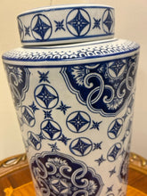 Load image into Gallery viewer, Ceramic Lidded Blue &amp; White Jar
