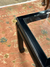 Load image into Gallery viewer, Black Lacquered Rosewood Ming Style Beveled Glass Top Accent Table
