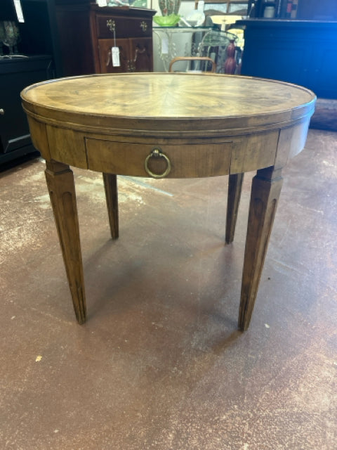 Round Vintage One  Drawer End Table