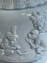 Load image into Gallery viewer, Vintage Blue Ceramic Pitcher w/ Metal Flip Lid
