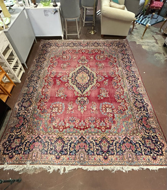 Raspberry, Blue, Green Oriental Area Rug
