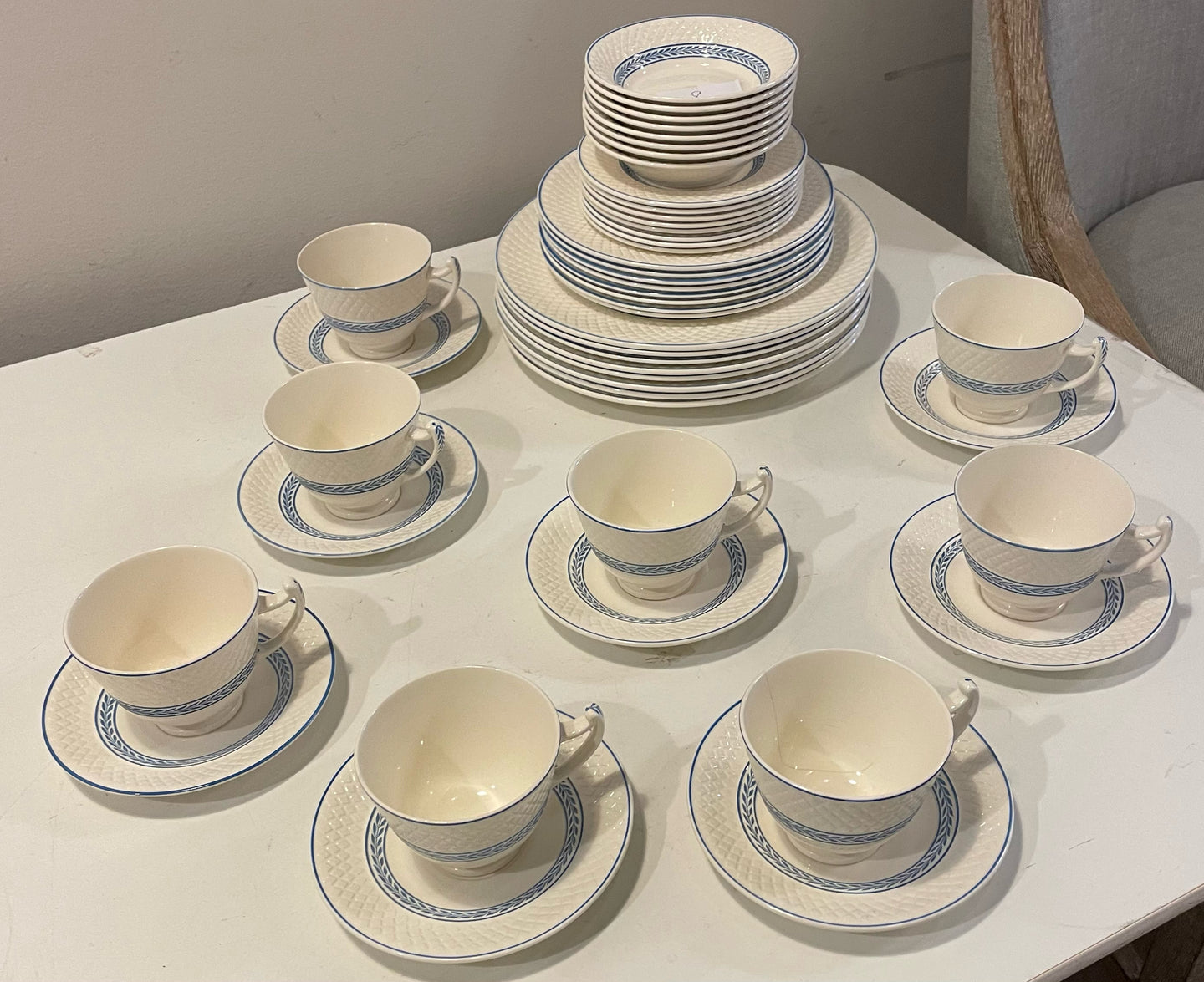 Eight Place Settings, Elaine Blue Mansard Pattern from Copeland Spode (Plus  Addt'l  Pieces)