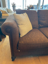 Load image into Gallery viewer, Three Cushion Rolled Arm Sofa in Brown Tones from Wesley Hall
