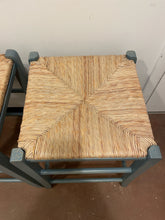 Load image into Gallery viewer, Set of 3 Crackled Finished Bar Stools with Rattan Seats
