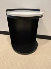 Load image into Gallery viewer, Cylinder Black Metal End Table on Wheels with Marble Top made in Italy
