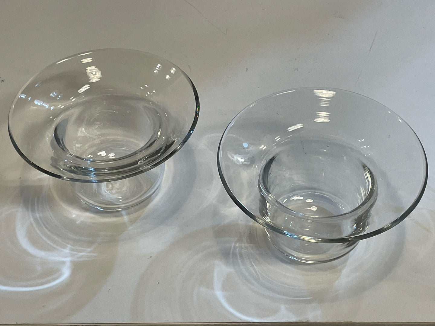 Pair of Clear Glass Candleholders