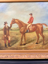 Load image into Gallery viewer, Original Oil Painting of Jockey on Horse in Ornate Frame
