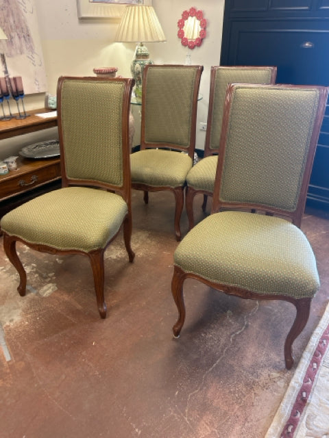 Set of Four Green Patterned Upholstered Dining Chairs from Pearson Furniture