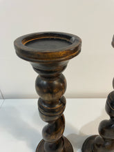 Load image into Gallery viewer, Pair of Barely Twist Wood Candleholders
